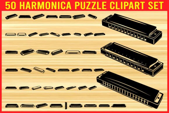 50 Harmonica Puzzle Clipart: Graphics for Crafts