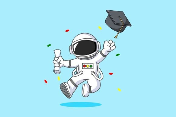 Astronaut Graduation Celebration Achieve: A Playful Illustration for Brand-Friendly Design