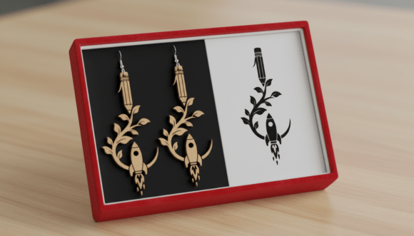 Creative Pencil Rocket Earring Laser Cut Review