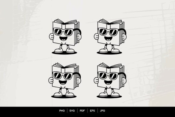 Cute Book Mascot Graphics for Local Business Crafts
