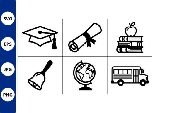 Education Icon Grid: Clean Graphics for Crafts & Digital Design Sellers