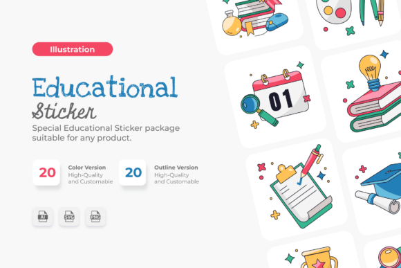 Educational Sticker Illustration Graphics Review