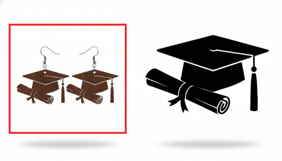 Graduation Cap Diploma Earring Laser Cut – A Crafts & Graphics Asset for Celebratory Branding