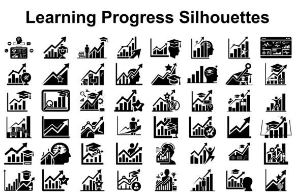 Learning Growth Progress Silhouette: Modern Graphics for Visual Storytelling in Branding and Marketing