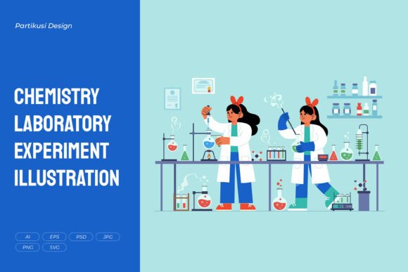 Modern Chemistry Laboratory Illustration for Brand Graphics