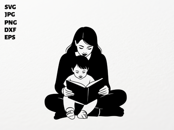 Mom Reading Child Clipart: Graphics for Crafts