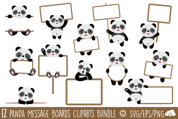 Panda Message Board SVG Graphics & Illustrations