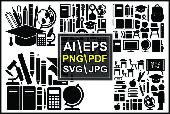 Silhouette Educational Symbols Collage Graphics Review