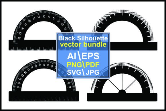 Silhouetted Protractors Angle Ruler Graphics for Digital Sellers