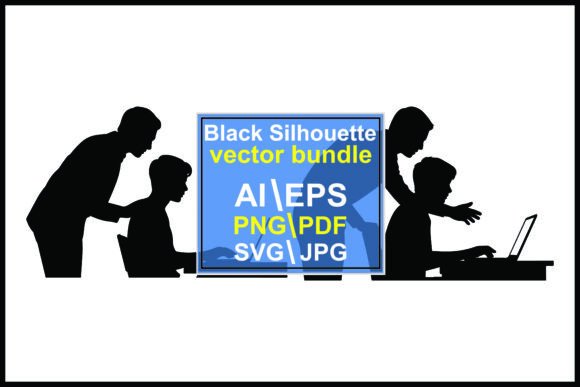 Silhouettes Helping Children Laptops: Embroidery Review
