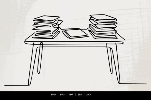 Stacked Books Line Art Graphics for Crafts Branding