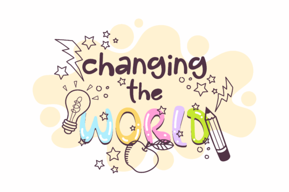 Teacher Changing the World: A Colorful Graphic for Crafts & Content Publishing