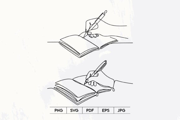 Writing Notebook Line Art SVG: Graphics & Illustrations